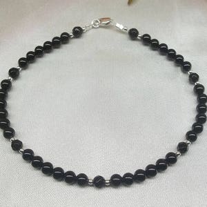 Black Onyx Anklet Black Onyx Anklet Gift For Her Cross Jewelry Sterling Silver Anklet Heart Anklet BuyAny3+Get1 Free