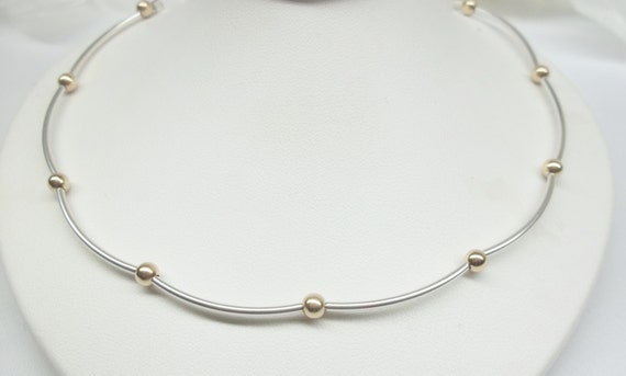 14kt Solid Gold Necklace 14k Gold Bead Necklace Gift For Girlfriend Sterling Silver Gold Necklace Silver Necklace Gift For Her BuyAny3+1Fr