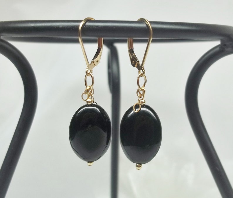 Solid 14k Gold Black Onyx Earrings Dangle Earrings Solid 14kt | Etsy