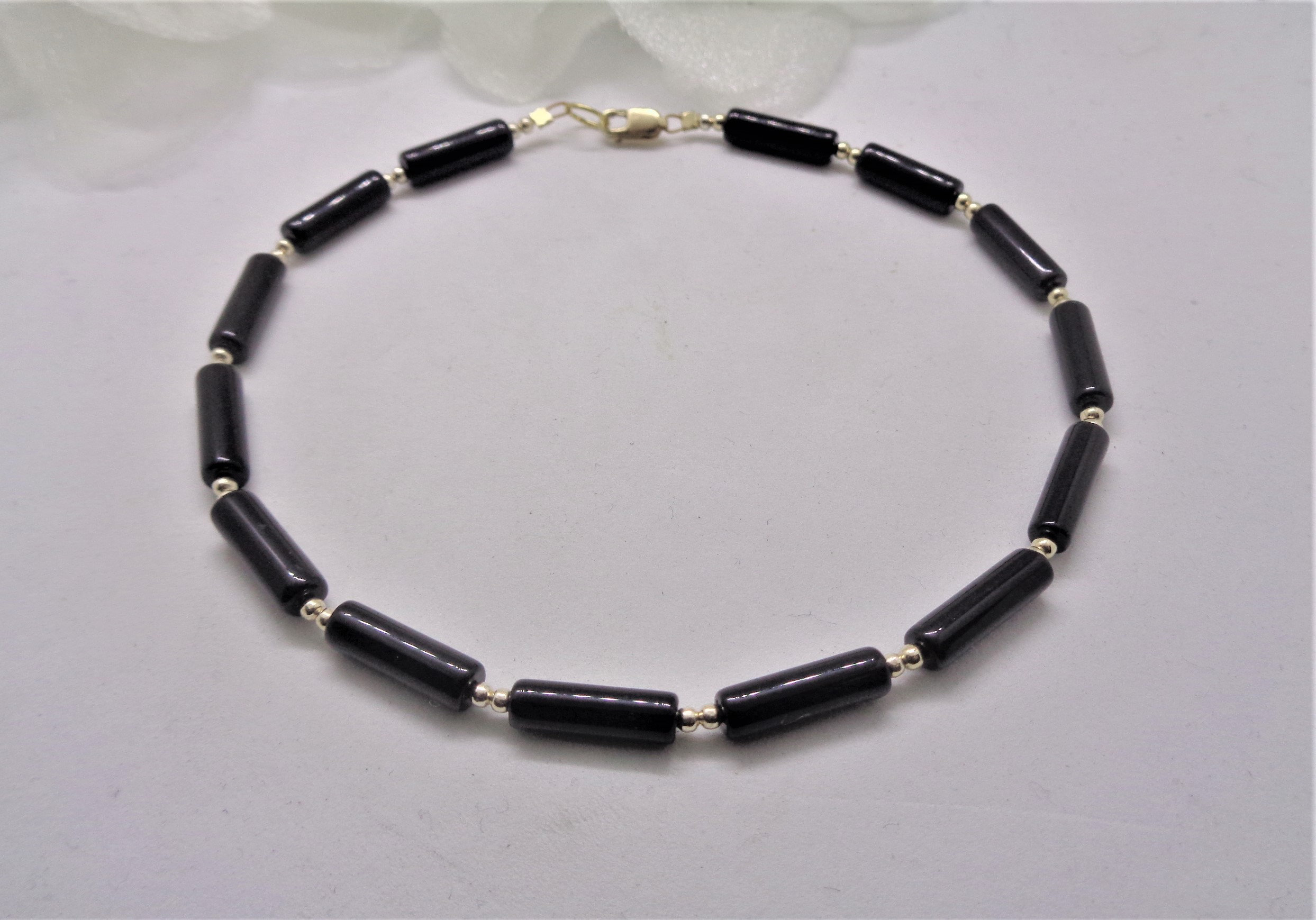 Solid Gold Anklet 14k Black Onyx Anklet 14kt Gold Ankle Solid Gold Anklet 14k Black Onyx Anklet 14kt Gold Ankle