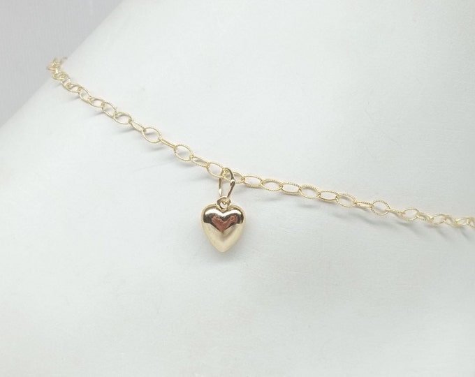 14k Gold Chain Ankle Bracelet 14k Gold Filled Heart Anklet 14k Anklet