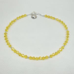 Yellow Anklet Yellow Yellow Ankle Bracelet Silver Cross Anklet Yellow Crystal Anklet Sterling Silver Anklet  BuyAny3+Get1 Free