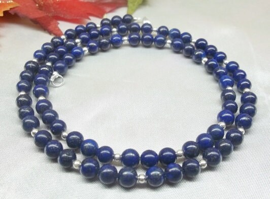 Blue Lapis Necklace 14kt Blue Lapis Lazuli Necklace 14k White | Etsy