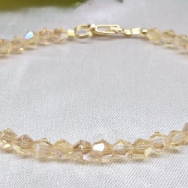 Solid 14kt Gold Bracelet Gold Crystal Topaz Bracelet Crystal Bracelet Solid 14k Gold Bracelet or 14k Gold Filled Bracelet BuyAny3+Get1 Free