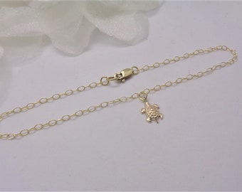 14k Gold Turtle Anklet 14k Gold Chain Anklet Gold Ankle Bracelet Gold Sea Turtle 14k Gold Filled Anklet or Bracelet BuyAny3+Get1Free