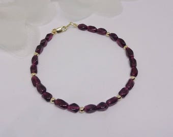 Red Garnet Bracelet 14kt Gold Garnet Bracelet 14k Solid Gold Bracelet 14k Gold Bracelet Genuine Gemstone Bracelet BuyAny3+Get1 Free