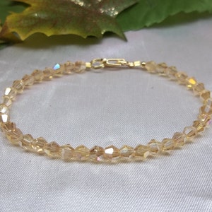 Solid 14kt Gold Bracelet Gold Crystal Topaz Bracelet Crystal Bracelet Solid 14k Gold Bracelet or 14k Gold Filled Bracelet BuyAny3Get1 Free image 2