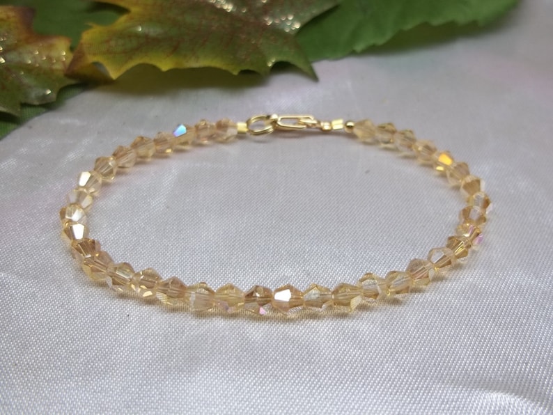 Solid 14kt Gold Bracelet Gold Crystal Topaz Bracelet Crystal Bracelet Solid 14k Gold Bracelet or 14k Gold Filled Bracelet BuyAny3Get1 Free image 2