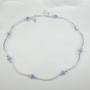 Cross Ankle Bracelet Tanzanite Anklet Blue Crystal Anklet Light Blue Anklet Cross Anklet Sterling Silver Anklet For Mom Gift For Her Buy