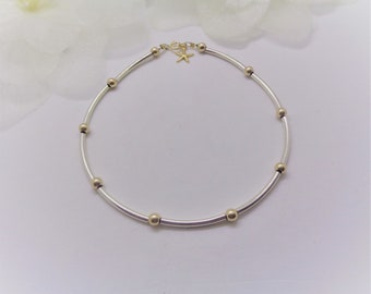 14k Gold Bead Anklet 14kt Gold Starfish Anklet 14k Solid Gold Anklet 14kt Gold Ankle Bracelet Sterling Anklet Gift For Her BuyAny3+Get1free