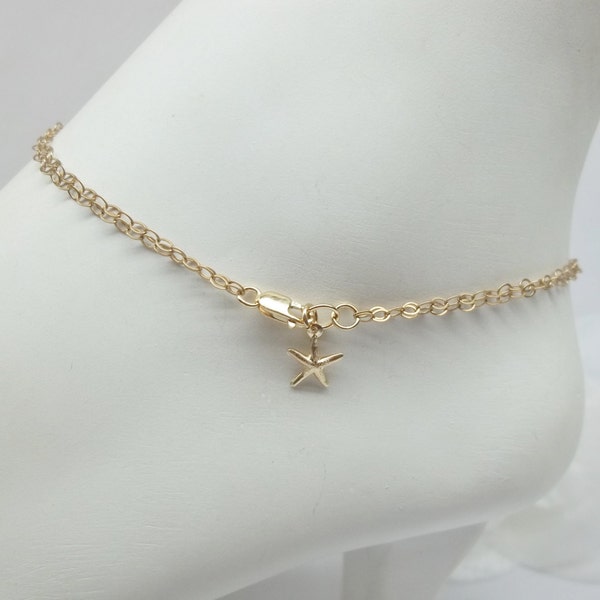 14k Gold Chain Anklet Double Strand Chain Ankle Bracelet Starfish Anklet 14k Gold Filled Stamped GF 1/20 Anklet or Bracelet BuyAny3+Get1Free