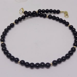14kt Solid Gold Anklet 14kt Gold Black Onyx Anklet Real 14k Gold Anklet Black Onyx Ankle Bracelet 14k Gold Anklet Gift For Girlfriend Buy3+1