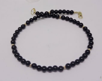 14kt Gold Black Onyx Necklace 14k Gold Necklace 14kt Gold Bead Necklace 14kt Gold Necklace 14k Gold Onyx Necklace Christmas Gift Buy3+1 Free