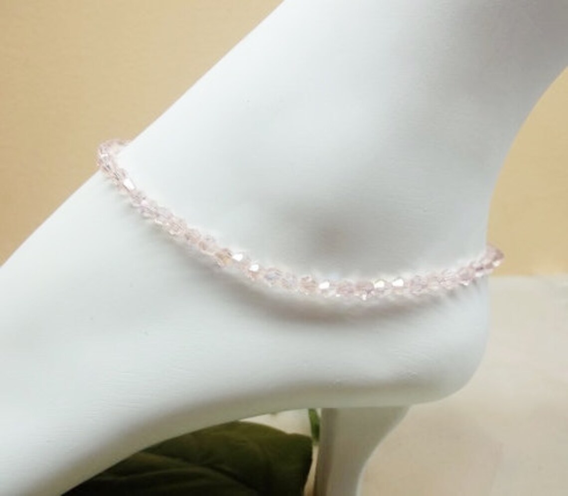 Girls Ankle Bracelet Girls Pink Crystal Ankle Bracelet Girls Etsy