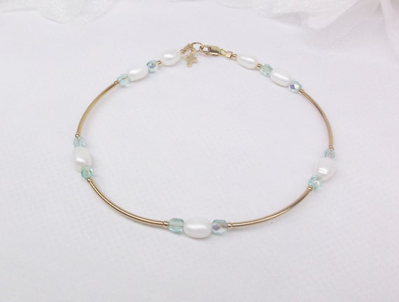 aquamarine ankle bracelet