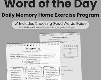 Word of the Day Memory Exercise | Aphasia, Dementia Activity (Printable PDF)
