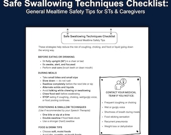 Safe Swallowing Techniques Checklist: General Mealtime Safety Tips