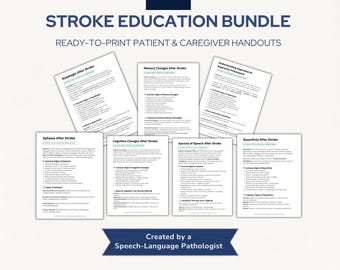 Stroke Education Bundle | Patient & Caregiver Handouts | Dysphagia, Aphasia, Apraxia, Dysarthria | Adult Speech Therapy | Printable PDF