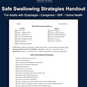 Safe Swallowing Strategies Handout | Dysphagia Printable PDF | SNF & Home Health | SLP-Created