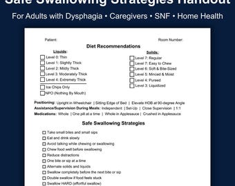 Safe Swallowing Strategies Handout | Dysphagia Printable PDF | SNF & Home Health | SLP-Created