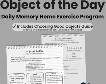 Object of the Day Memory Exercise | Aphasia, Dementia Therapy (PDF Download)