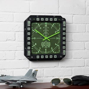 Geschenken vluchtsimulatorpiloot | Vliegtuigwandklok | Luchtvaartkunst aan de muur | DCS F-15 F-16 F-18 decor | Luchtmacht straaljagerklok