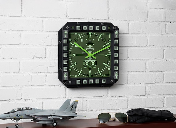 Flight simulator pilot gifts | Airplane wall clock | Aviation wall art | DCS F-15 F-16 F-18 decor | Air Force fighter jet clock