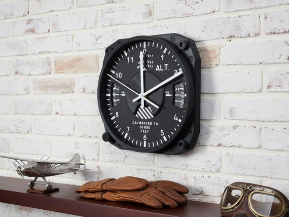 Airplane altimeter wall clock | Pilot gifts | Aviation Wall decor for flight simulator Cessna 172, Boeing 737, Airbus | Airline cockpit art