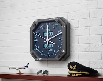 Pilot Instrument Clock for Boeing fans | Aviation Altimeter Cockpit Decor | Aircraft Man Cave flightsim Gift