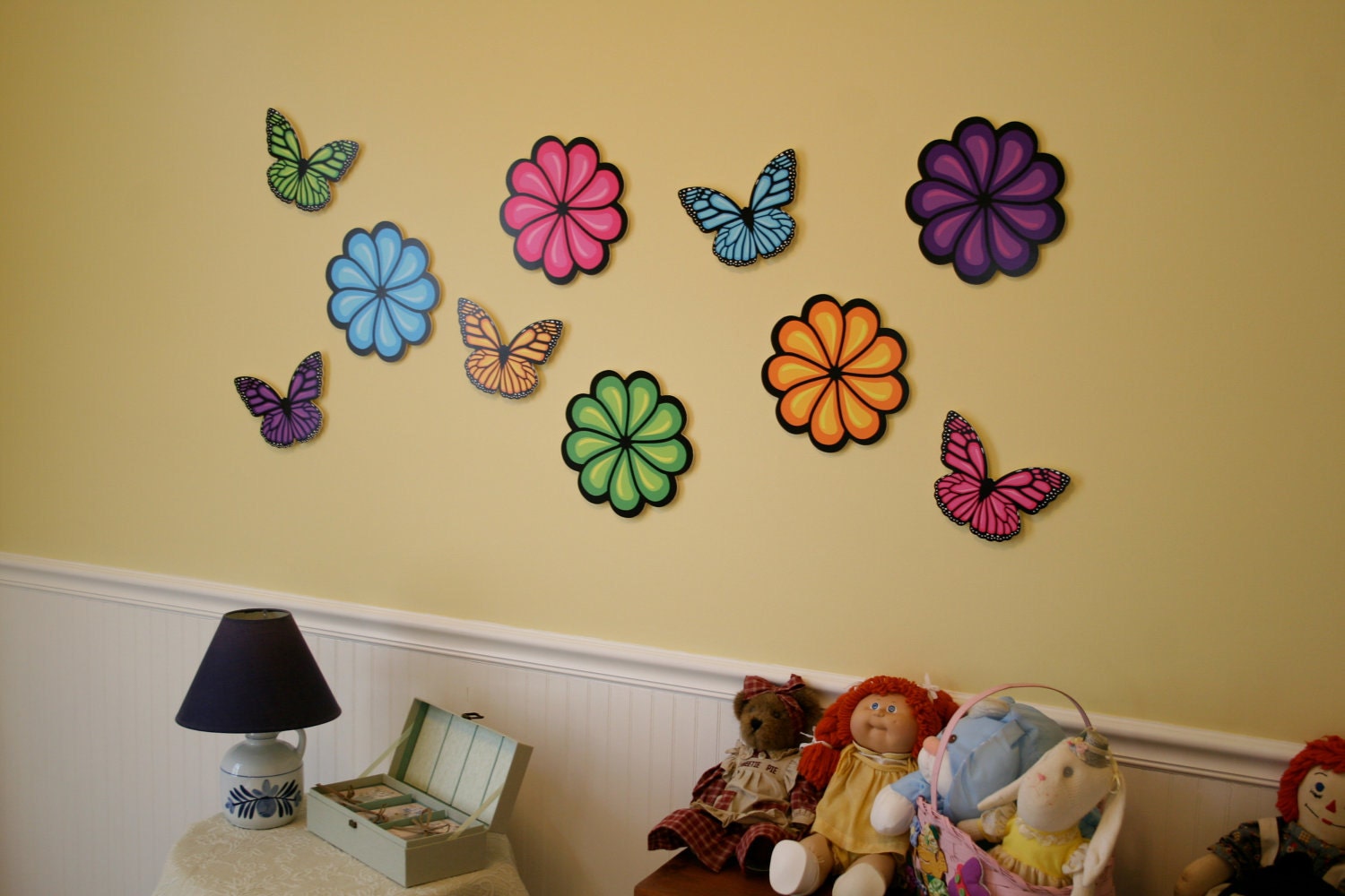 Flowers and Butterflies Wall Decorations Etsy