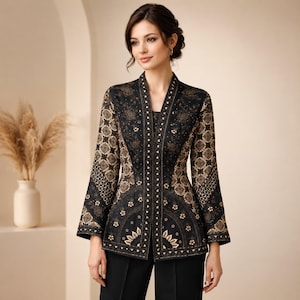 Women's Batik Kebaya Blouse | Elegant Kartini Lace Office Top