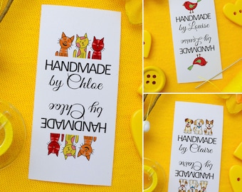Benutzerdefinierte Nähetiketten für handgefertigte Gegenstände: Farbige Klappanhänger