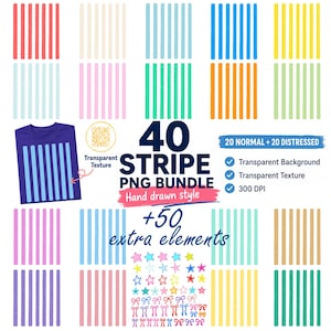 Summer Color Stripe PNG Bundle, Hand Drawn Trendy Grunge Striped Background,(Digital Download)