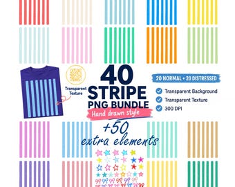 Summer Color Stripe PNG Bundle, Hand Drawn Trendy Grunge Striped Background,(Digital Download)