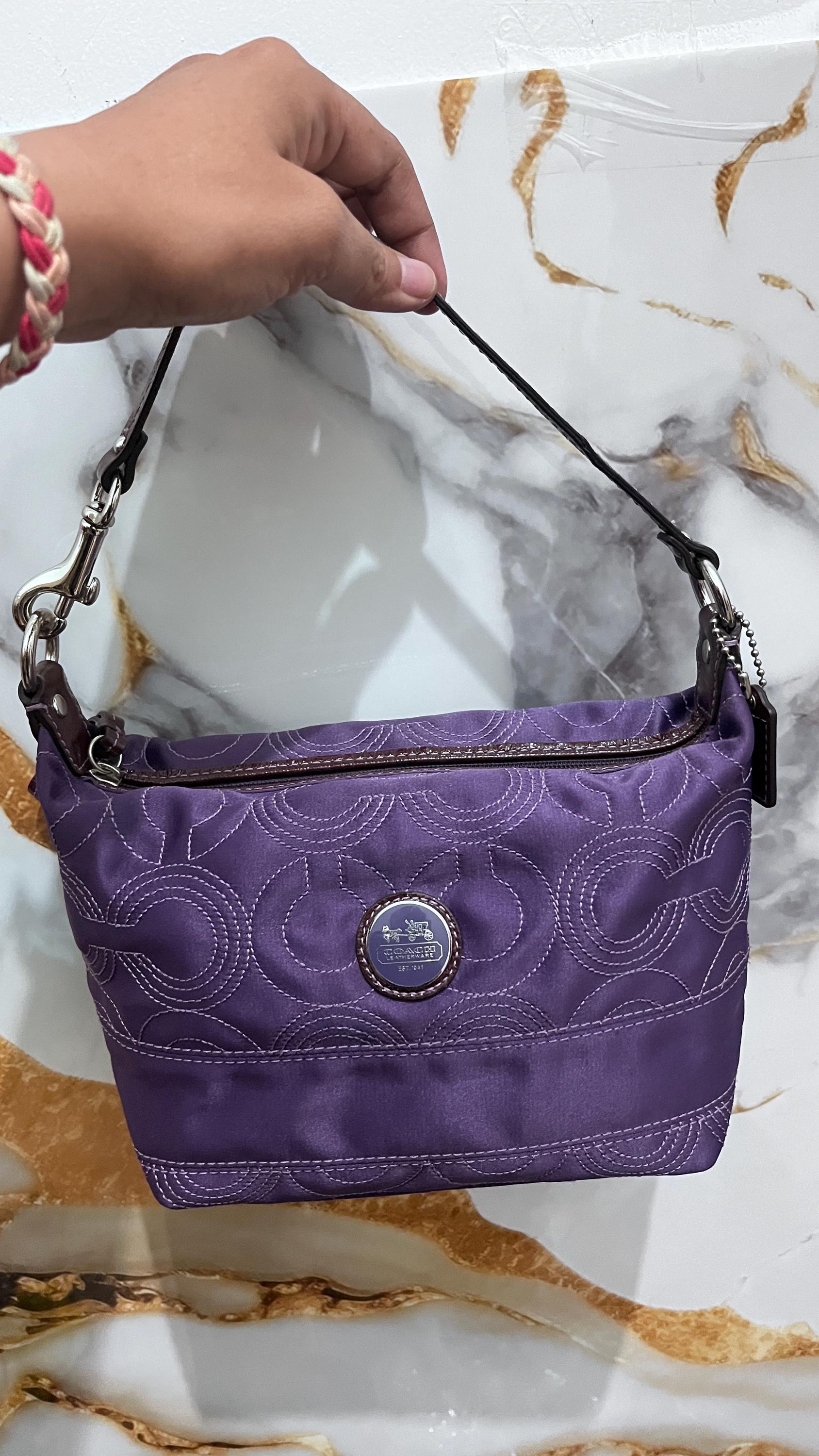COACH Satin Shoulder Bag – Quilted Signature Purple Mini Bag - Etsy