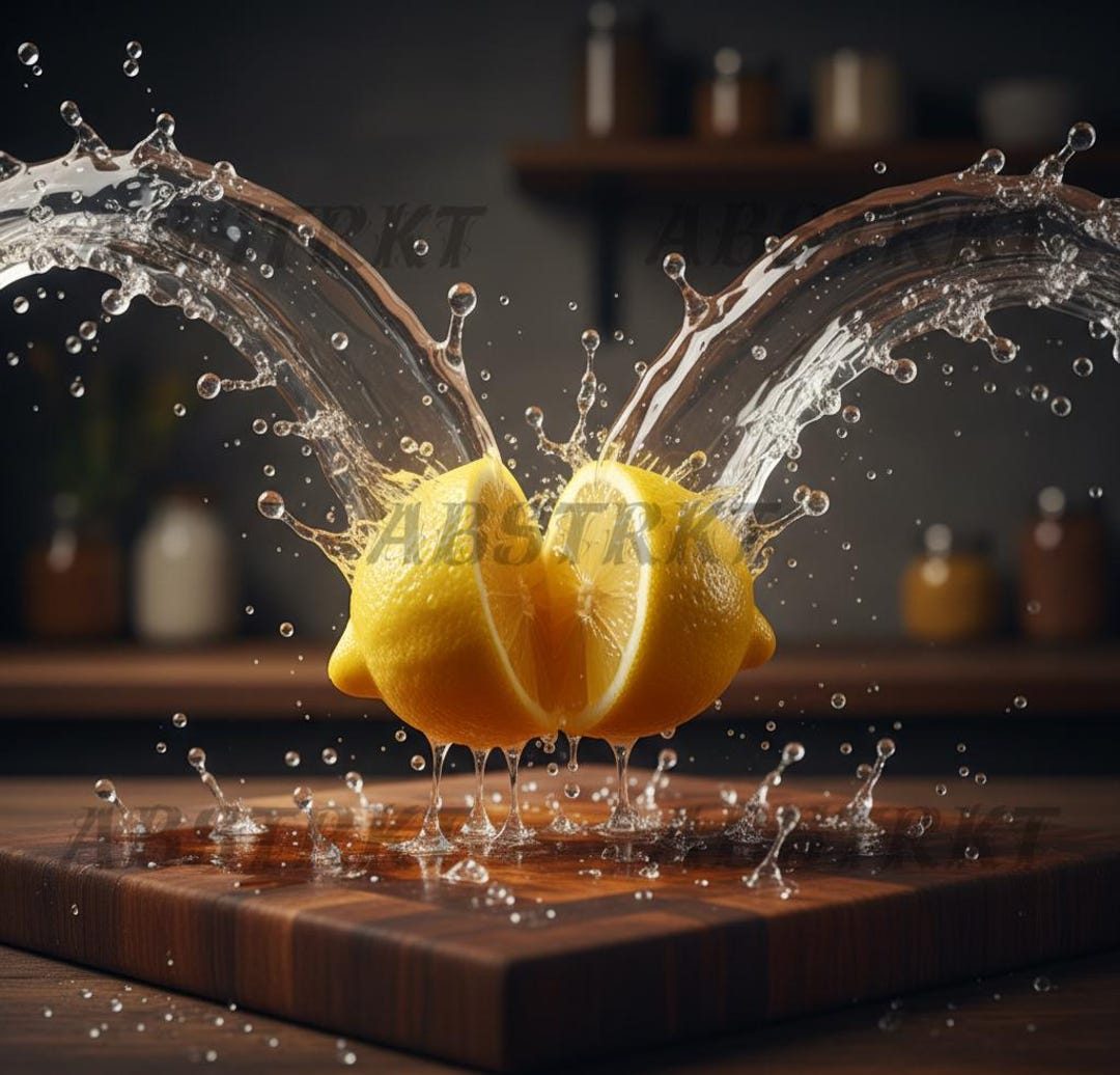 Exploding Lemon Abstract Art Print | Cinematic Kitchen Energy | 300 DPI ...