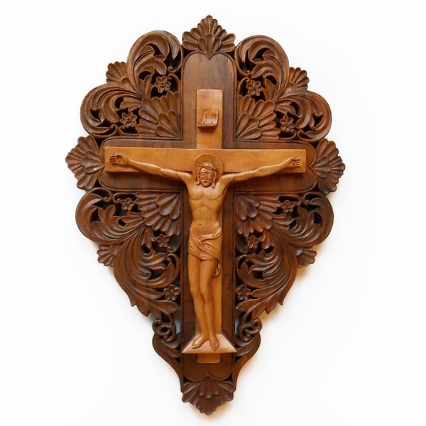 Art Wood Carving Icon Crucifix Orthodox Cross Woodcarving Hand Made Orthodox Christian Religious Wood Wall Art MariyaArts