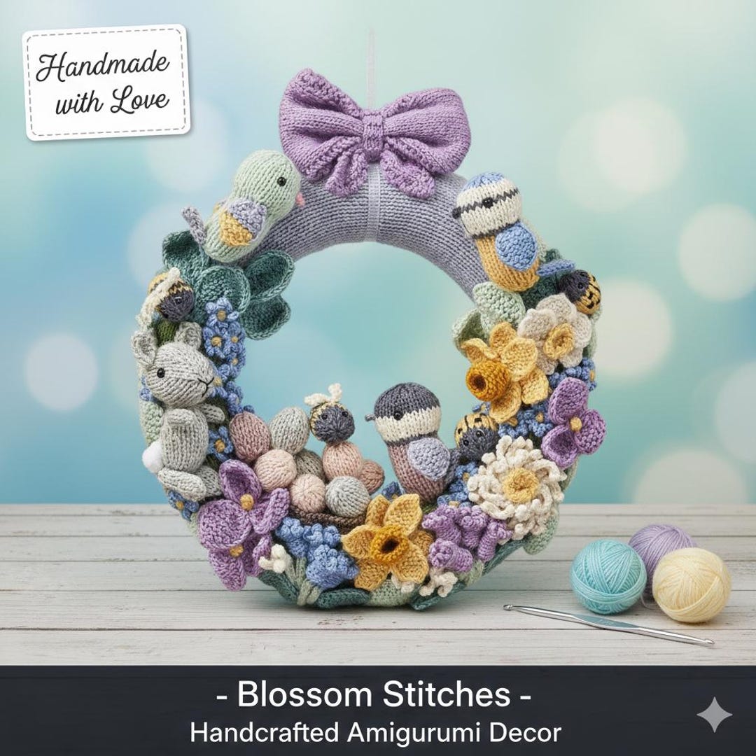 Spring Delight Wreath Knitting Pattern PDF | Floral Knit Wreath Decor ...