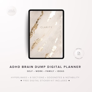 ADHD Focus Folio i dziennik Brain Dump | Cyfrowy notatnik obciążenia psychicznego dla funkcji wykonawczych