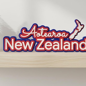 Znak Aotearoa Nowa Zelandia: trójwymiarowa dekoracja mapy, prezent z okazji Kiwi Pride