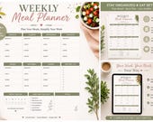 Weekly Meal Planner Printable | Meal Prep Planner with Grocery List| Minimalist Weekly Food Planner PDF | Instant Download | A4 A5 US Letter