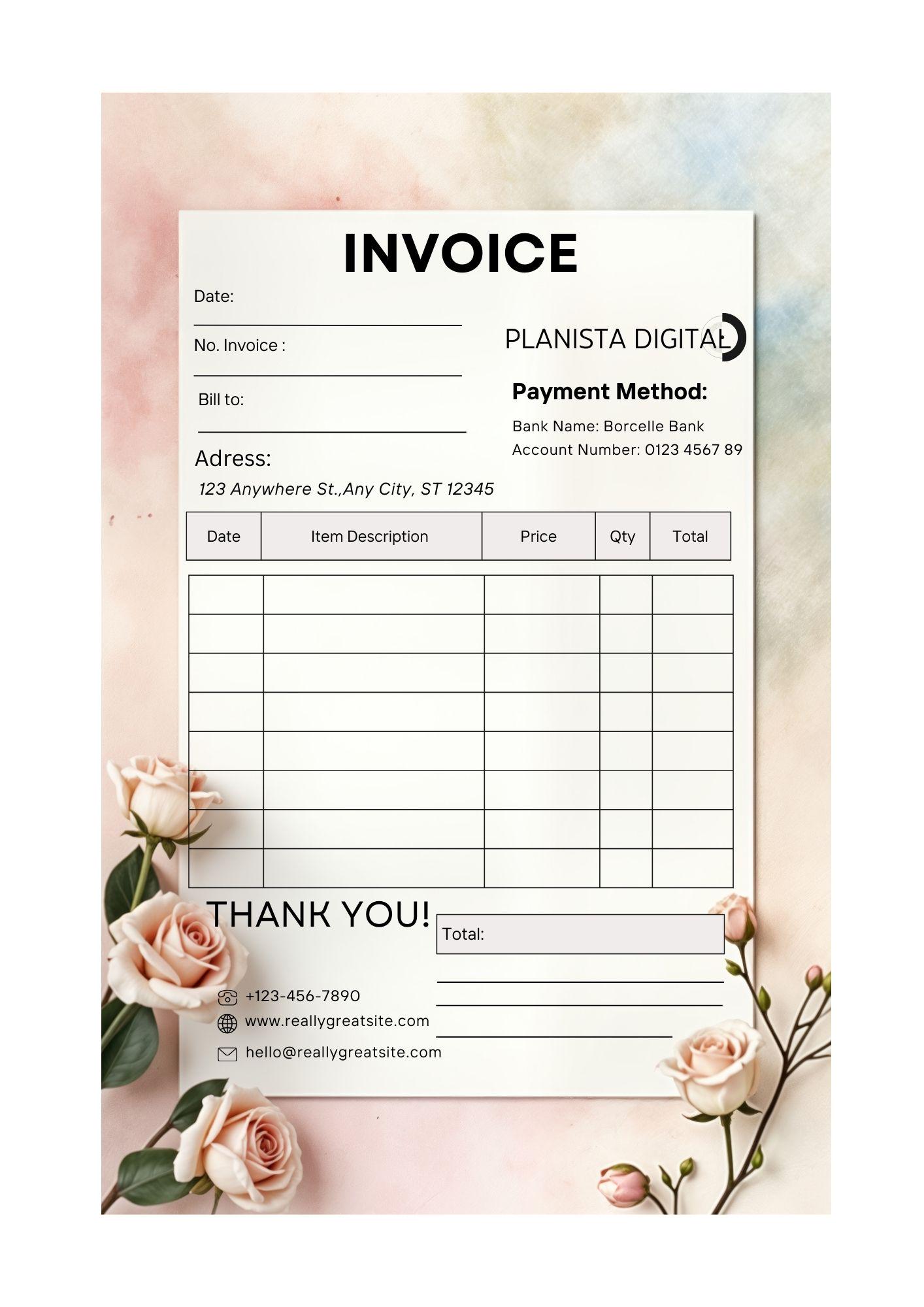 Editable Invoice Template Bundle for Canva, Google Docs, Word (digital ...