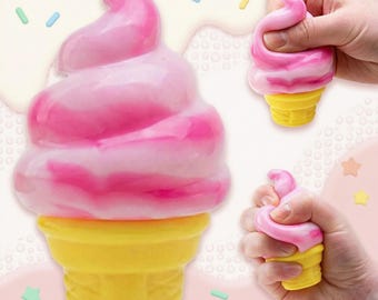 Jouet spongieux en forme de crème glacée | Soulagement du stress sensoriel à base de pâte molle de style NeeDoh | Jouet de bureau à compression lente pour concentration et sérénité | Cadeau tendance TikTok