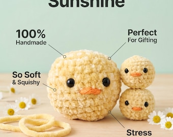 Handmade Amigurumi Chick – Soft Squishy Plush Toy, Nursery Decor, Stress Relief Buddy