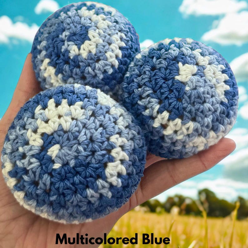 Handmade Crochet Hacky Sack – Cotton Fidget Toy, Juggling Ball – Colorful Yarn Ball (2-2.5 inches) image 9