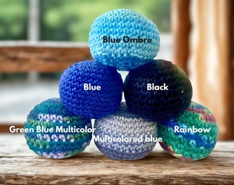 Handmade Crochet Hacky Sack – Cotton Fidget Toy, Juggling Ball – Colorful Yarn Ball (2-2.5 inches)