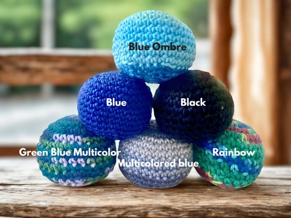 Handmade Crochet Hacky Sack – Cotton Fidget Toy, Juggling Ball – Colorful Yarn Ball (2-2.5 inches)
