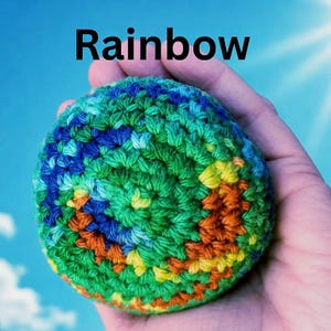 Handmade Crochet Hacky Sack – Cotton Fidget Toy, Juggling Ball – Colorful Yarn Ball (2-2.5 inches) image 3