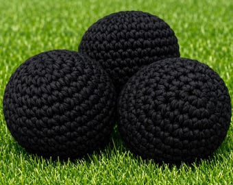 Crocheted Hacky Sack, Black Cotton Foot Bag, Stress Ball Fidget Toy, Handmade Fun