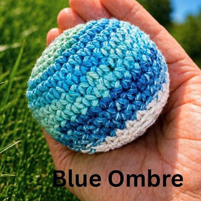 Handmade Crochet Hacky Sack – Cotton Fidget Toy, Juggling Ball – Colorful Yarn Ball (2-2.5 inches) image 5